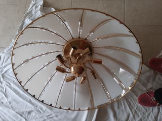 Lampadario Murano Vetro Metallo Oro Anni 90