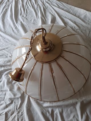 Lampadario Murano Vetro Metallo Oro Anni 90