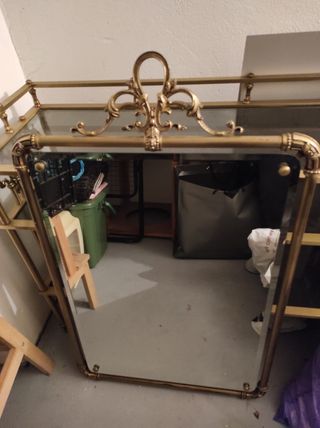 Mueble y espejo recibidor bronce y cristal