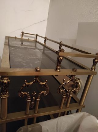 Mueble y espejo recibidor bronce y cristal