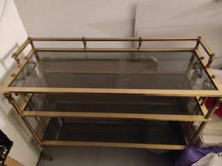 Mueble y espejo recibidor bronce y cristal