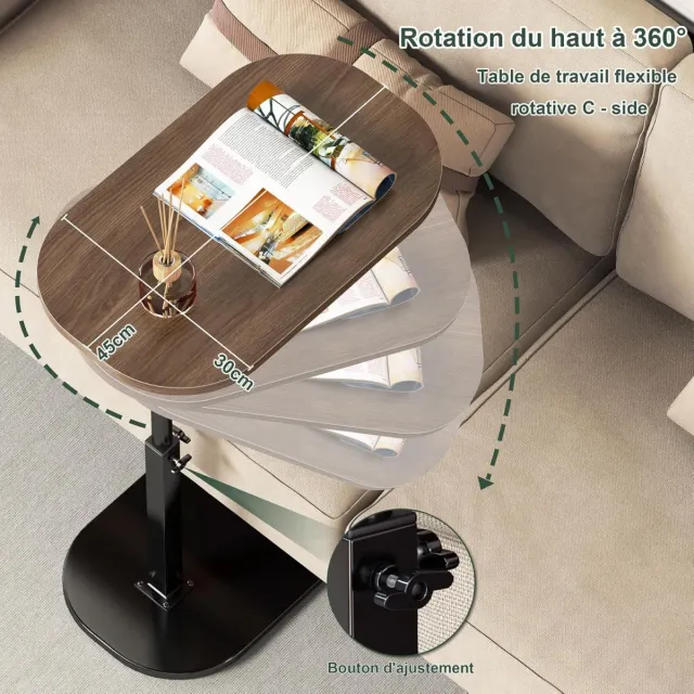 Mesa auxiliar giratoria ajustable