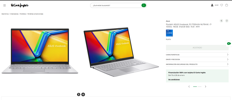 Portátil ASUS Vivobook 15 i7-1355U 16GB 512GB