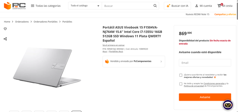 Portátil ASUS Vivobook 15 i7-1355U 16GB 512GB afbeelding 2