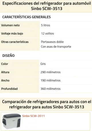 Nevera Portátil Coche Sinbo SCW-3513