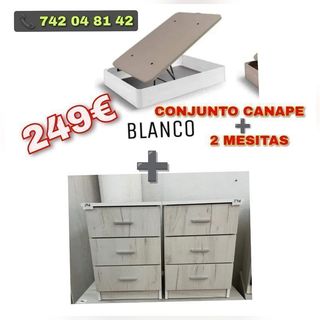 Conjunto Canapé Blanco + 2 Mesitas