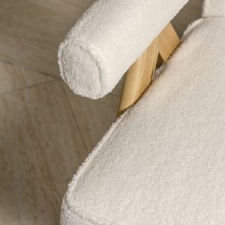 Sillón Boho Tapizado, Tejido Bouclé Blanco