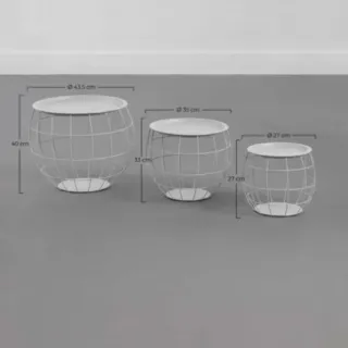 3 Mesitas Decorativas Redondas Metal Gris