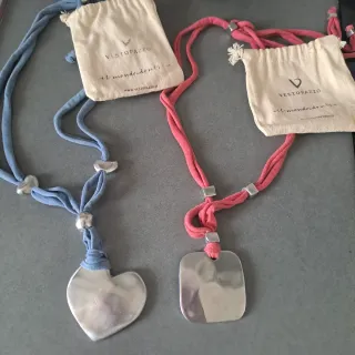 Coppia collane Vestopazzo cuore e quadrato