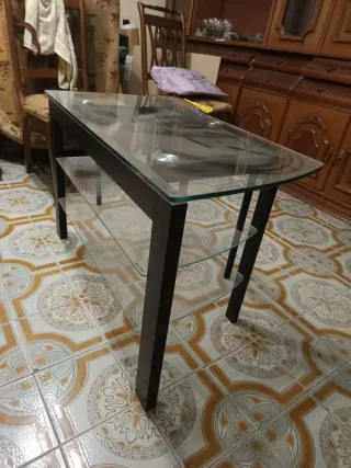 Mesa de centro cristal y metal
