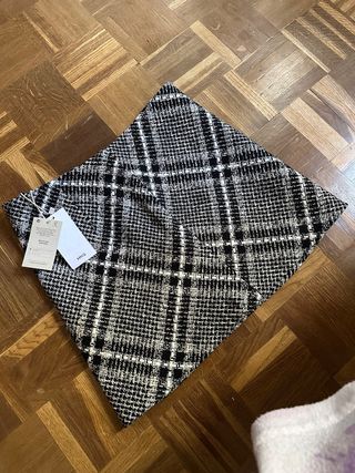 Falda corta cuadros tweed Mango