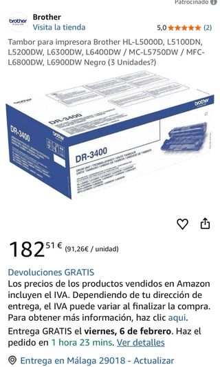 Tambor Brother DR-3400P Drum Unit