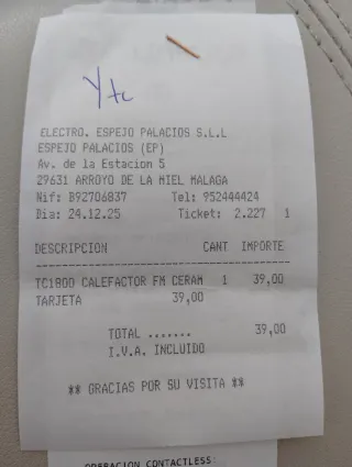 Calefactor FM TC-1800 Termoventilador Eléctrico