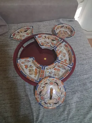 Bandeja giratoria cerámica con tapa nuevo sin usar