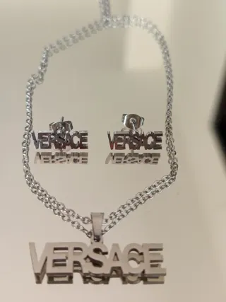 Conjunto Versace Acero Plata Collar y Pendientes