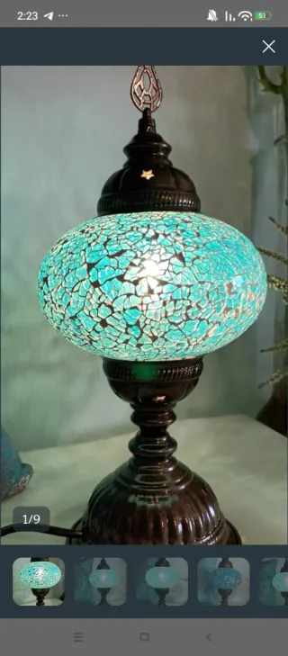 Lámpara turca mosaico azul