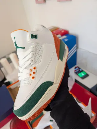 Jordan 3 Verde Naranja Blanco