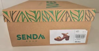 Sandalias Merkel Cuña Madera Beige Marrón