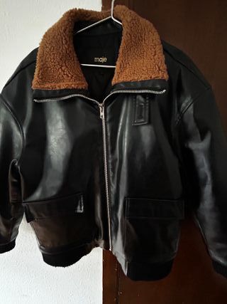 Chaqueta Maje Cuero Batou Negra