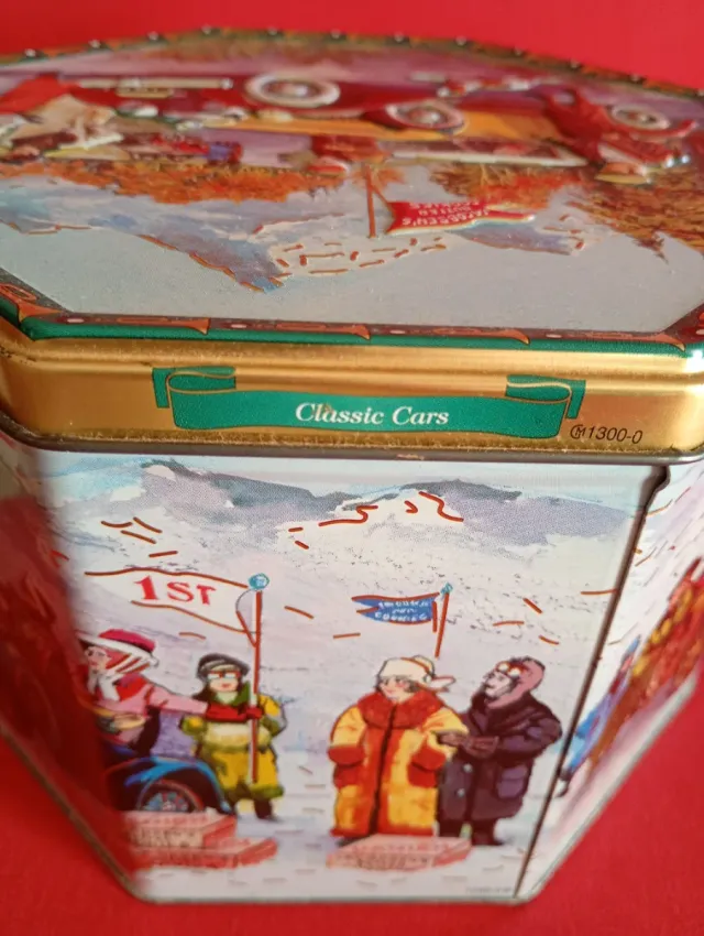 Caja de hojalata clásica vintage de autos clásicos de Jacobsen's