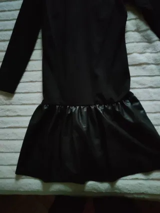 Vestito felpa con gonna in ecopelle