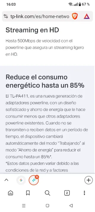 2 Adaptadores PLC TP-Link TL-PA411