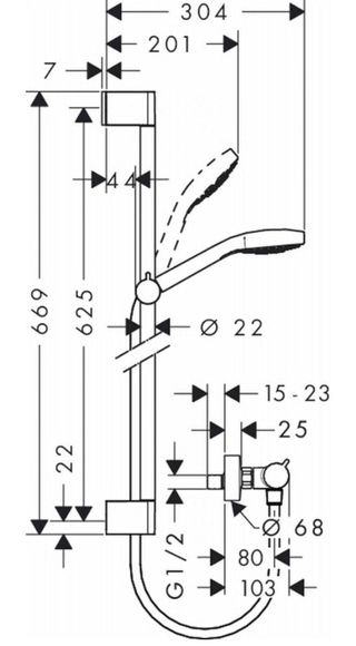 Hansgrohe Croma set de ducha y termostato 65cm