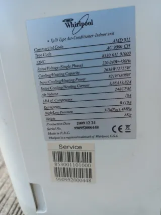 Aire Acondicionado Whirlpool AC 2.500 CH