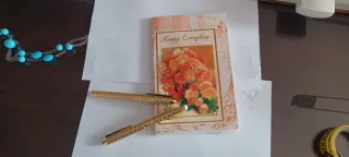 Scatola auguri vintage con 2 penne