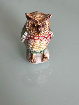 Statuetta gufo ceramica dipinta a mano