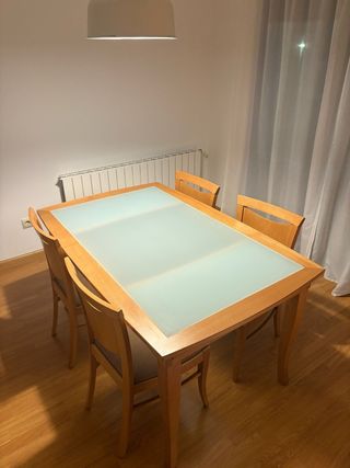 Mesa comedor 150x95cm + 6 sillas madera