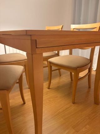 Mesa comedor 150x95cm + 6 sillas madera