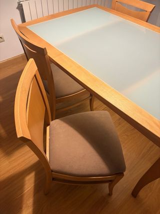 Mesa comedor 150x95cm + 6 sillas madera