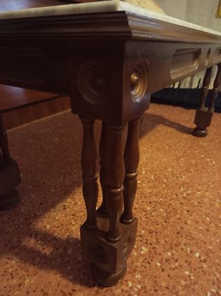 Mesa de madera y mármol de 95x45x45 cm