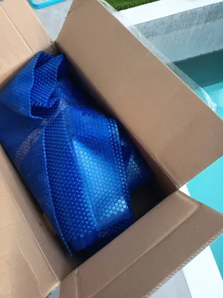 Cubierta Piscina Burbujas Rectangular Azul