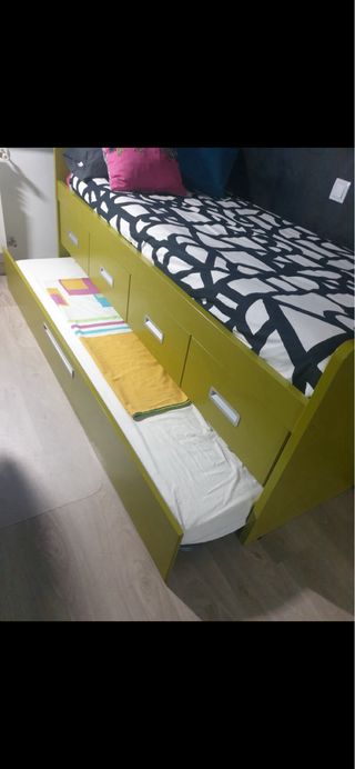 Cama nido con cajones verde oliva