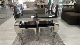 Mesa de comedor cristal y metal