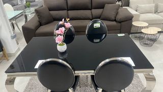 Mesa de comedor cristal y metal