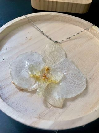 Collar Orquídea Blanca con Cadena