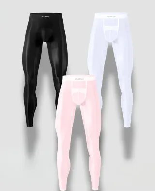 Leggings compresión hombre blanco y rosa