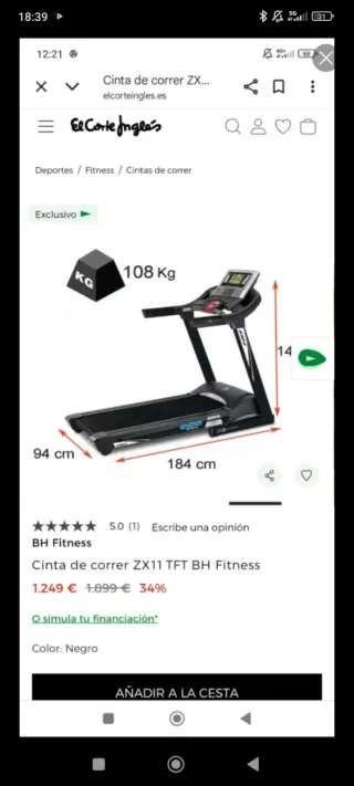 Cinta de correr BH ZX11 elíptica y multigym