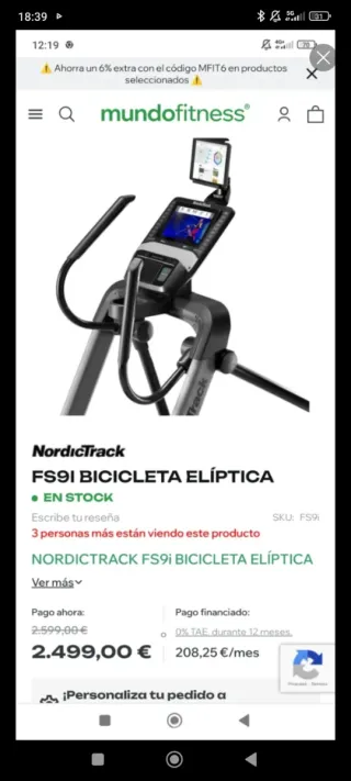 Cinta de correr BH ZX11 elíptica y multigym