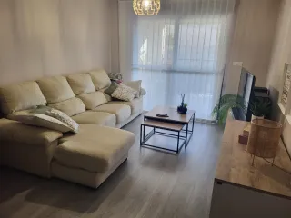 Sofá chaise longue beige tela