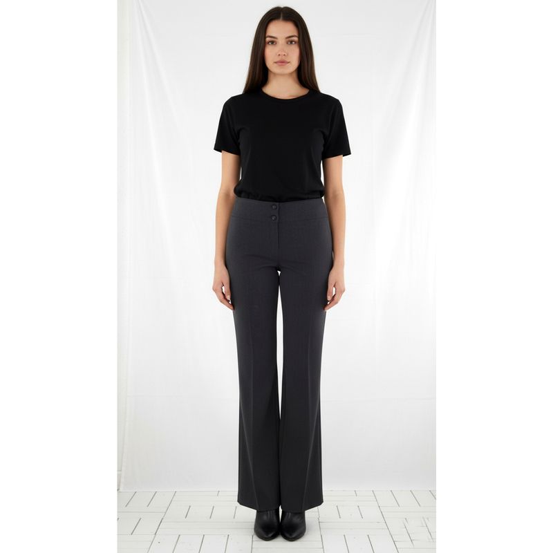 Pantalone Donna Grigio L W30 Made In Italy Bootcut