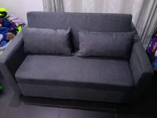 Sofá Cama Gris Tela se hace cama 140