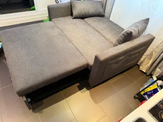 Sofá Cama Gris Tela se hace cama 140