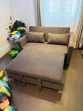 Sofá Cama Gris Tela se hace cama 140