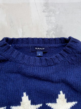 Jersey GANT vintage estrellas USA lana · Talla XL