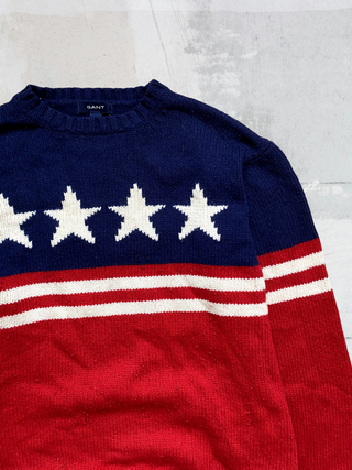 Jersey GANT vintage estrellas USA lana · Talla XL