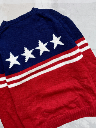 Jersey GANT vintage estrellas USA lana · Talla XL